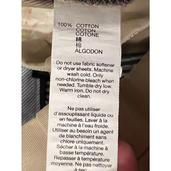 Gap Pants Mens size 33" Tan Chino Khakis Straight Leg Pockets Hook and Eye Close - Picture 9 of 11